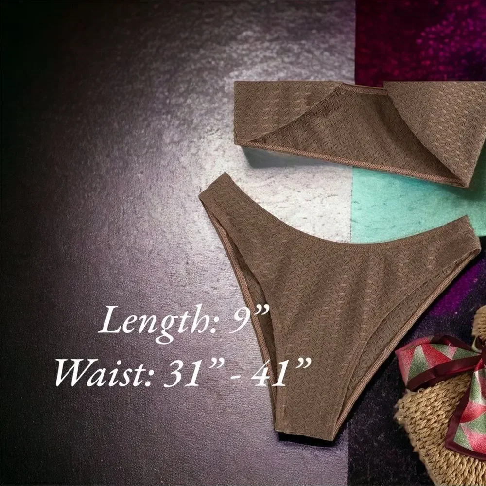 Chic Brown Bikini Swimwear l Cris-cross bikini & sarong l NWOT